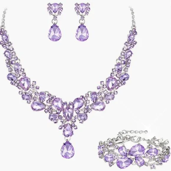 NEW Sparkling Bling Swarovski Crystal Rhinestone Wedding Necklace Set + … - Picture 11 of 16